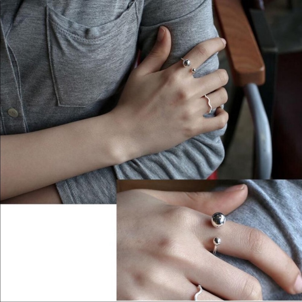 NEW BEAD BALL RING 925 STERLING SILVER RING ADJUSTABLE RING - Picture 4 of 8
